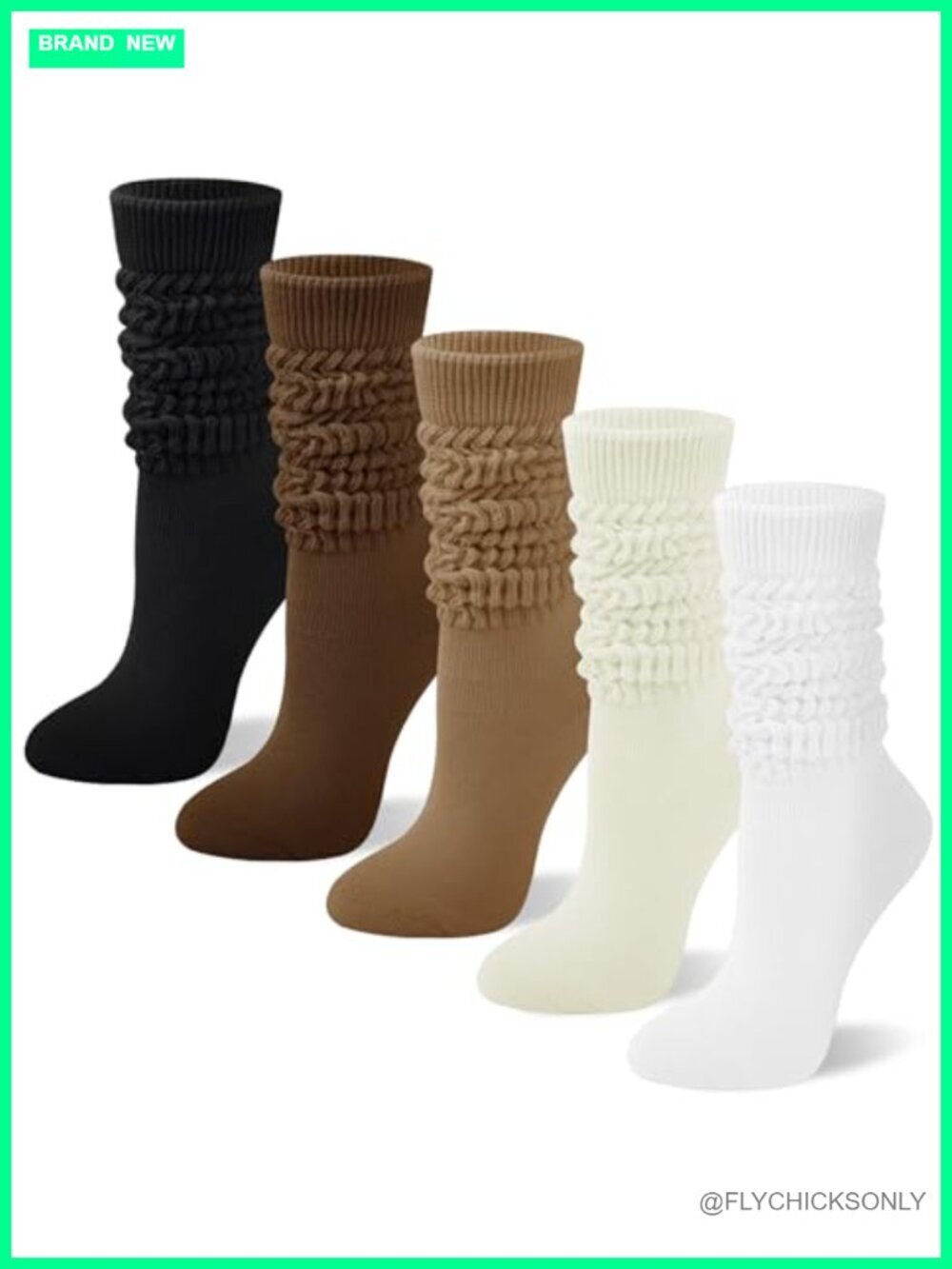 5 Pairs Soft Long Cotton Scrunch Socks for Winter Boots